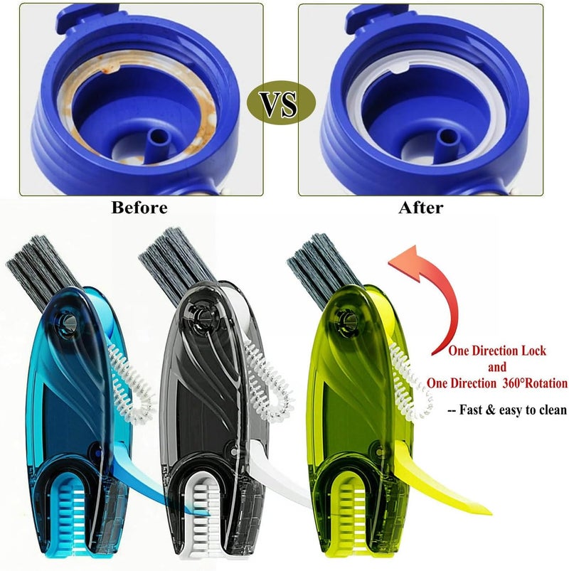 CraftinAround 4 in 1 Cup Lid Cleaning Brush Set Multifunctional Bottle Brush Cleaner Tiny Bottle Cup Lid Brush Straw Cleaner Tools Mini Silicone Bottle Cup-Holder Cleaner with Hook Remover Green + Blue - Image 3